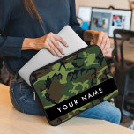 Green Camouflage Muster, Ihr Name, Personalisieren Laptopschutzhülle<br><div class="desc">Elegantes,  stilvolles und raffiniertes Tarnmuster in grün und braun. Moderne und trendige Geschenke,  perfekt für den militärischen Liebhaber in Ihrem Leben. Personalisieren Sie diese durch Hinzufügen von Namen,  Spitznamen,  Monogramm oder Initialen.</div>