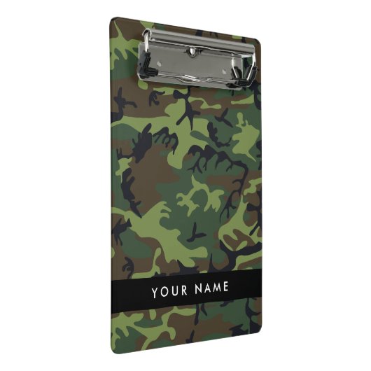 Green Camouflage Muster, Ihr Name, Personalisieren Mini Klemmbrett (Schrägansicht)