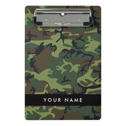 Green Camouflage Muster, Ihr Name, Personalisieren Mini Klemmbrett (Vorderseite)