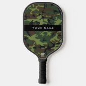 Green Camouflage Muster, Ihr Name, Personalisieren Pickleball Schläger (Rückseite)
