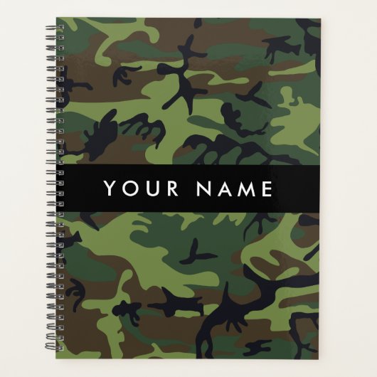 Green Camouflage Muster, Ihr Name, Personalisieren Planer (Vorderseite)