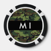 Green Camouflage Muster, Ihr Name, Personalisieren Pokerchips (Rückseite)