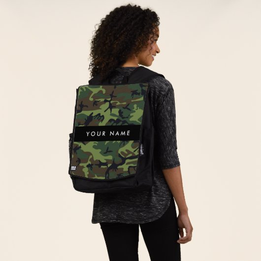 Green Camouflage Muster, Ihr Name, Personalisieren Rucksack (Ausgewaschen)