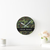 Green Camouflage Muster, Ihr Name, Personalisieren Runde Wanduhr (Zuhause)