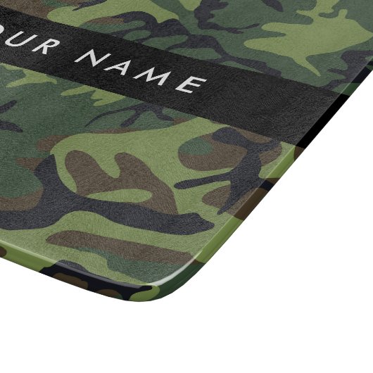 Green Camouflage Muster, Ihr Name, Personalisieren Schneidebrett (Ecke)
