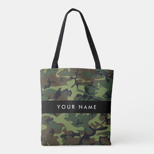 Green Camouflage Muster, Ihr Name, Personalisieren Tasche (Rückseite)