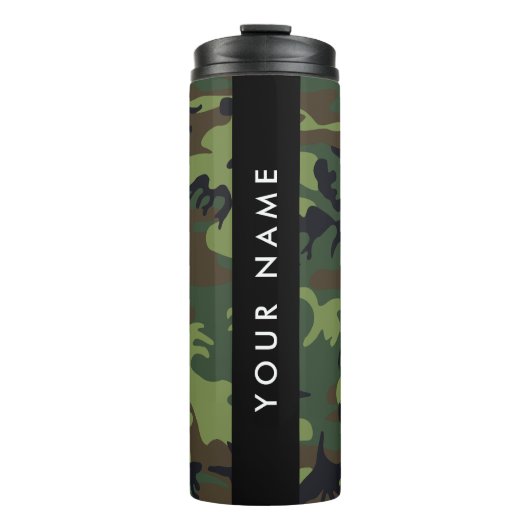 Green Camouflage Muster, Ihr Name, Personalisieren Thermosbecher (Vorderseite)