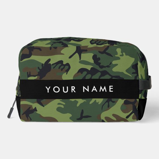 Green Camouflage Muster, Ihr Name, Personalisieren Waschbeutel (Rückseite)