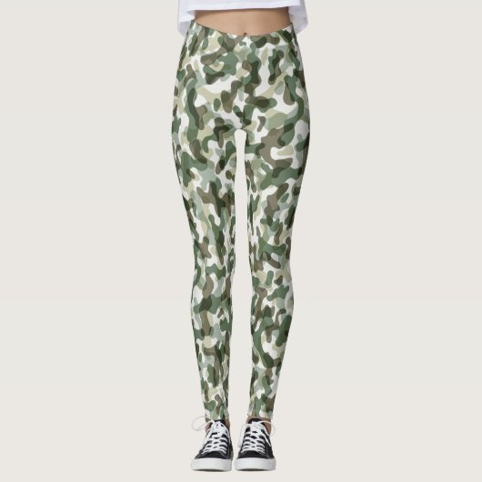 Green Camouflage Muster in Erdtönen Leggings (Vorderseite)