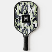 Green Camouflage Muster Monogram Pickleball Schläger (Rückseite)