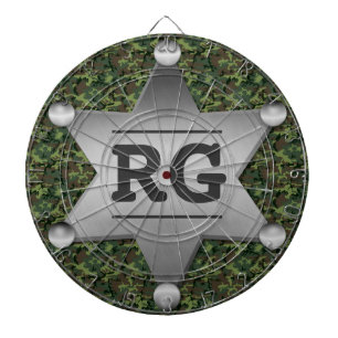 Green Camouflage Muster Sheriff Abzeichen Monogram Dartscheibe