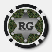Green Camouflage Muster Sheriff Abzeichen Monogram Pokerchips (Rückseite)