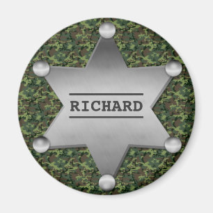 Green Camouflage Muster Sheriff Name Abzeichen Magnet