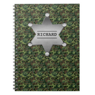 Green Camouflage Muster Sheriff Name Abzeichen Notizblock