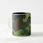 Green Camouflage Muster Zweifarbige Tasse (Vorderseite Links)