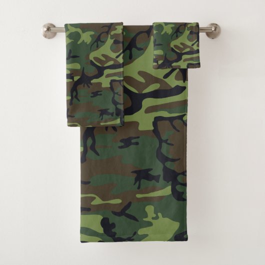 Green Camouflage Pattern, militärisches Muster, Ar Badhandtuch Set (Insitu)
