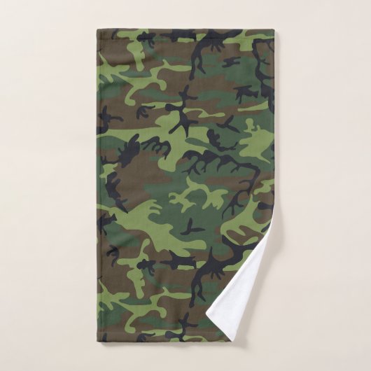 Green Camouflage Pattern, militärisches Muster, Ar Badhandtuch Set (Handtuch)