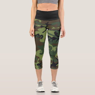 Green Camouflage Pattern, militärisches Muster, Ar Capri Leggings