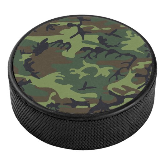 Green Camouflage Pattern, militärisches Muster, Ar Eishockey Puck (3/4)