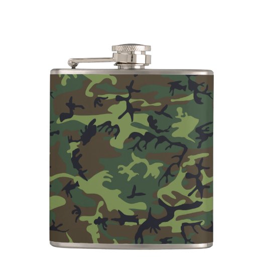 Green Camouflage Pattern, militärisches Muster, Ar Flachmann (Vorderseite)