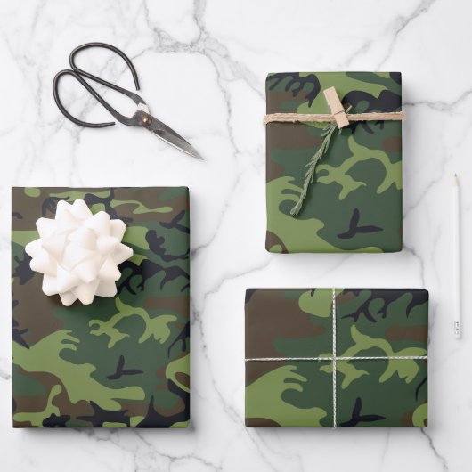 Green Camouflage Pattern, militärisches Muster, Ar Geschenkpapier Set (Vorderseite)