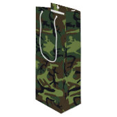 Green Camouflage Pattern, militärisches Muster, Ar Geschenktüte Für Weinflaschen (Vorderseite Schrägansicht)