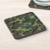 Green Camouflage Pattern, militärisches Muster, Ar Getränkeuntersetzer (Linke Seite)