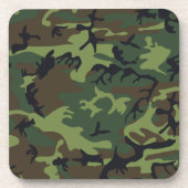 Green Camouflage Pattern, militärisches Muster, Ar Getränkeuntersetzer (Vorderseite)