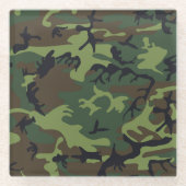 Green Camouflage Pattern, militärisches Muster, Ar Glasuntersetzer (Vorderseite)