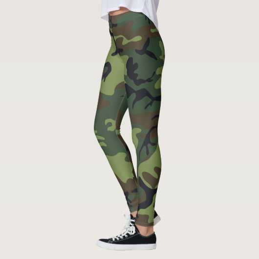 Green Camouflage Pattern, militärisches Muster, Ar Leggings (Links)