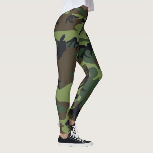 Green Camouflage Pattern, militärisches Muster, Ar Leggings (Rechts)