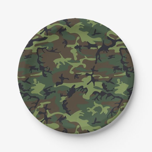 Green Camouflage Pattern, militärisches Muster, Ar Pappteller (Vorderseite)