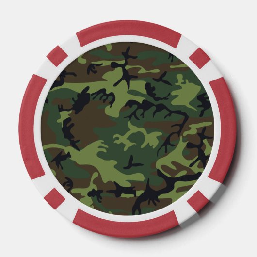 Green Camouflage Pattern, militärisches Muster, Ar Pokerchips (Rückseite)