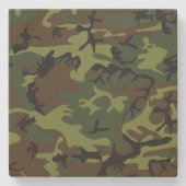 Green Camouflage Pattern, militärisches Muster, Ar Steinuntersetzer (Vorderseite)