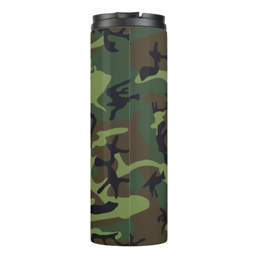 Green Camouflage Pattern, militärisches Muster, Ar Thermosbecher (Rückseite)