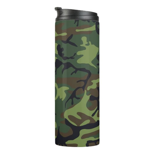 Green Camouflage Pattern, militärisches Muster, Ar Thermosbecher (Nach rechts gedreht)