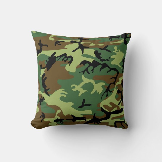 Green Camouflage Throw Kissen (Vorderseite)