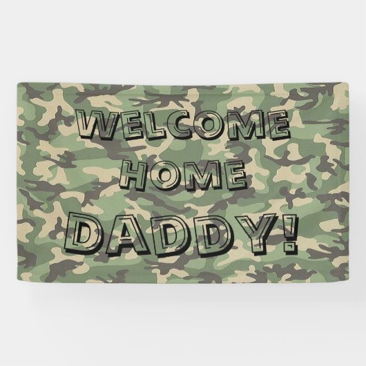 Green Camouflage Welcome Zuhause Banner Personalis (Horizontal)