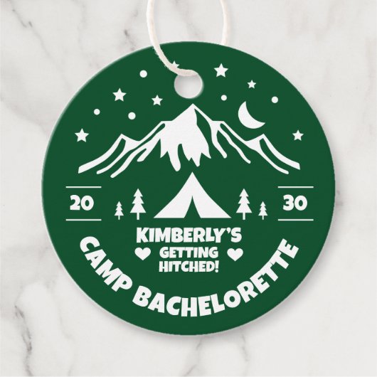 Green Camp Bachelorette Bridal Geschenkanhänger (Vorderseite)