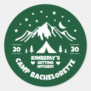 Green Camp Bachelorette Bride Runder Aufkleber