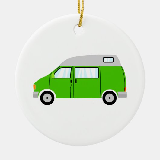 Green Camper Van High Top Mobile Freiheit Keramik Ornament (Vorne)