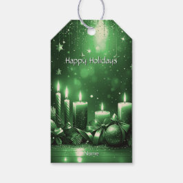 Green Candles Christmas Gift Tag Geschenkanhänger