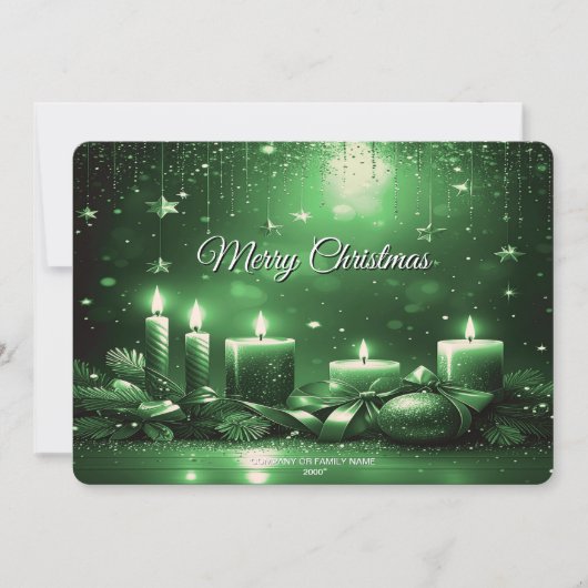 Green Candles Christmas Holiday Card Feiertagskarte (Vorderseite)