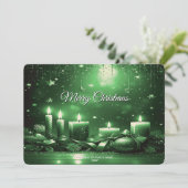 Green Candles Christmas Holiday Card Feiertagskarte (Stehend Vorderseite)