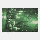 Green Candles Christmas Holiday Kitchen Towel Geschirrtuch (Horizontal)