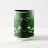 Green Candles Christmas Holiday Mug Tasse (Zentrum)