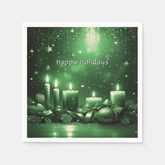 Green Candles Christmas Holiday Napkin Serviette (Vorderseite)
