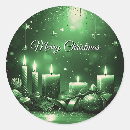 Green Candles Christmas Holiday Sticker (Vorderseite)