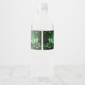 Green Candles Christmas Holiday Water Bottle Label Wasserflaschenetikett (Rückseite)