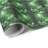 Green Candles Christmas Holiday Wrapping Paper Geschenkpapier (Rolleneckpunkt)